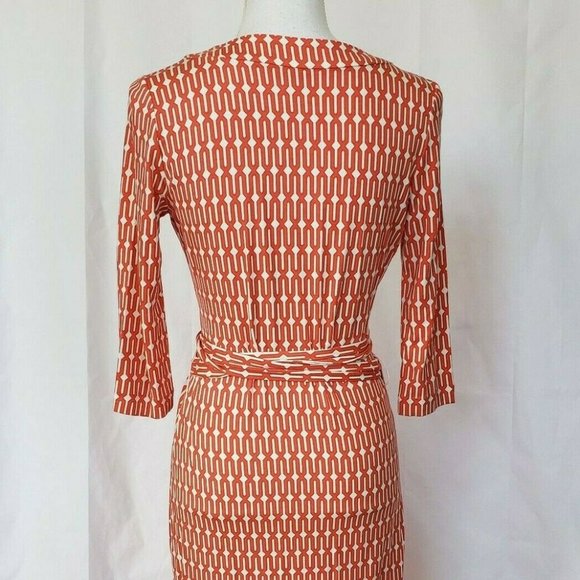 Anthropologie Coral Geometric Wrap Dress XS - Picture 4 of 8
